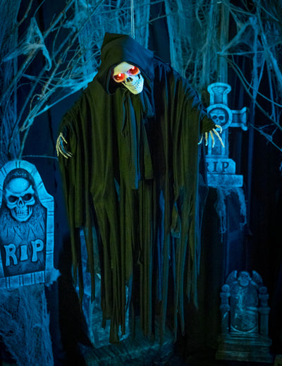 Animiertes Skelett Halloween-Deko schwarz-weiß 90 cm