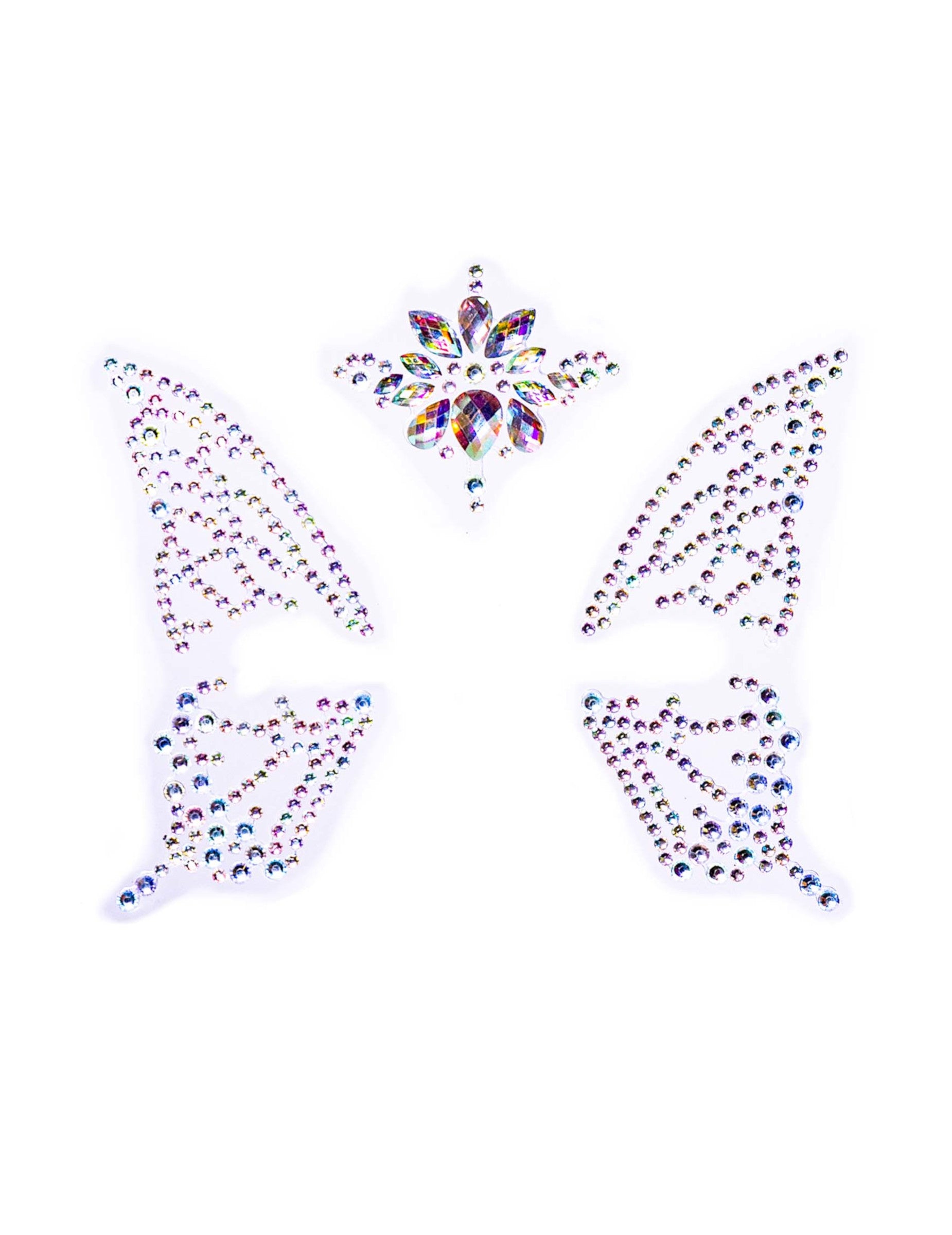 Vue d'ensemble du motif des strass adhésifs papillon visage et corps