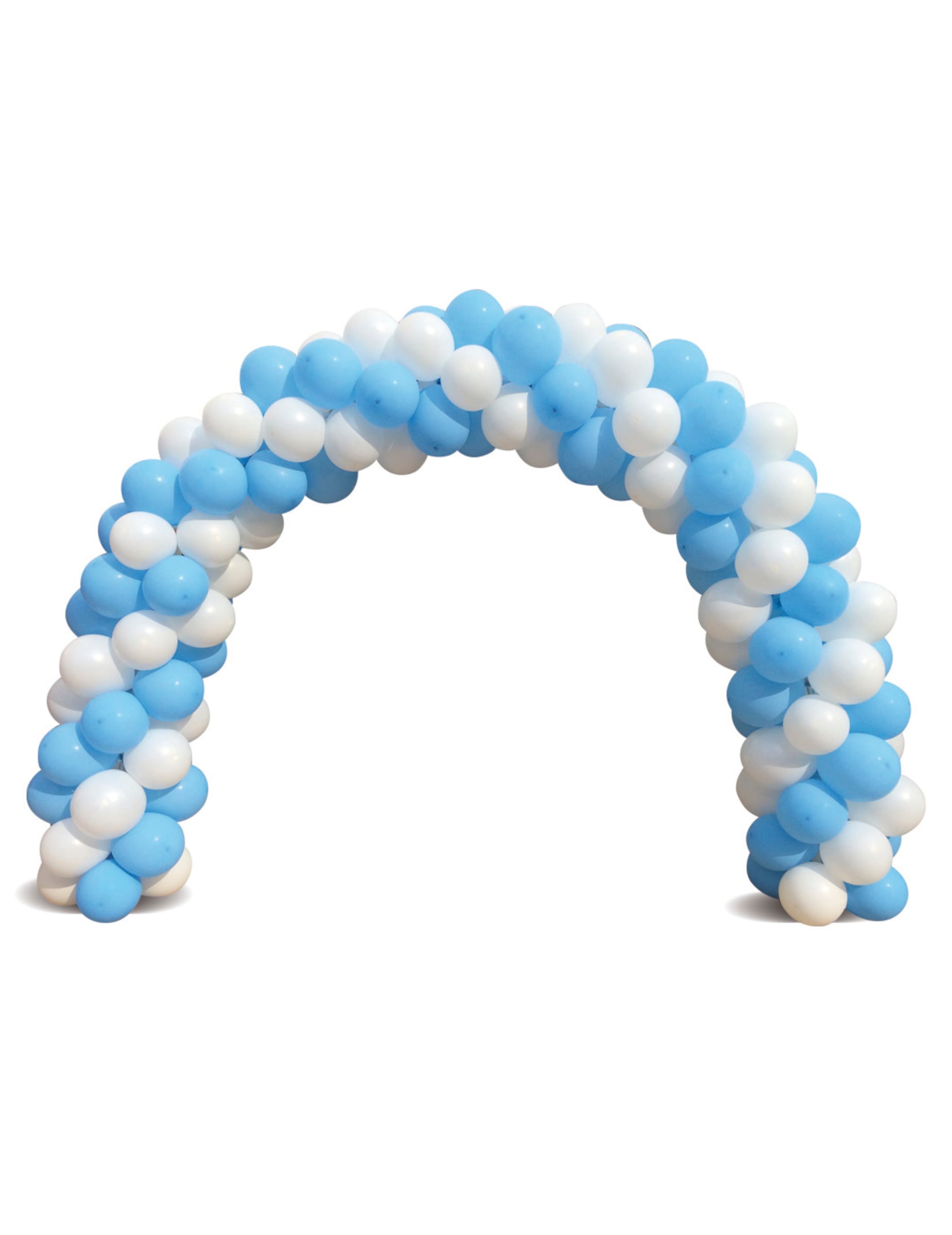 Variante bleu et blanc de la structure arche de ballons arrondie