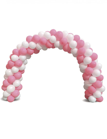 Structure arche de ballons arrondie rose et blanc