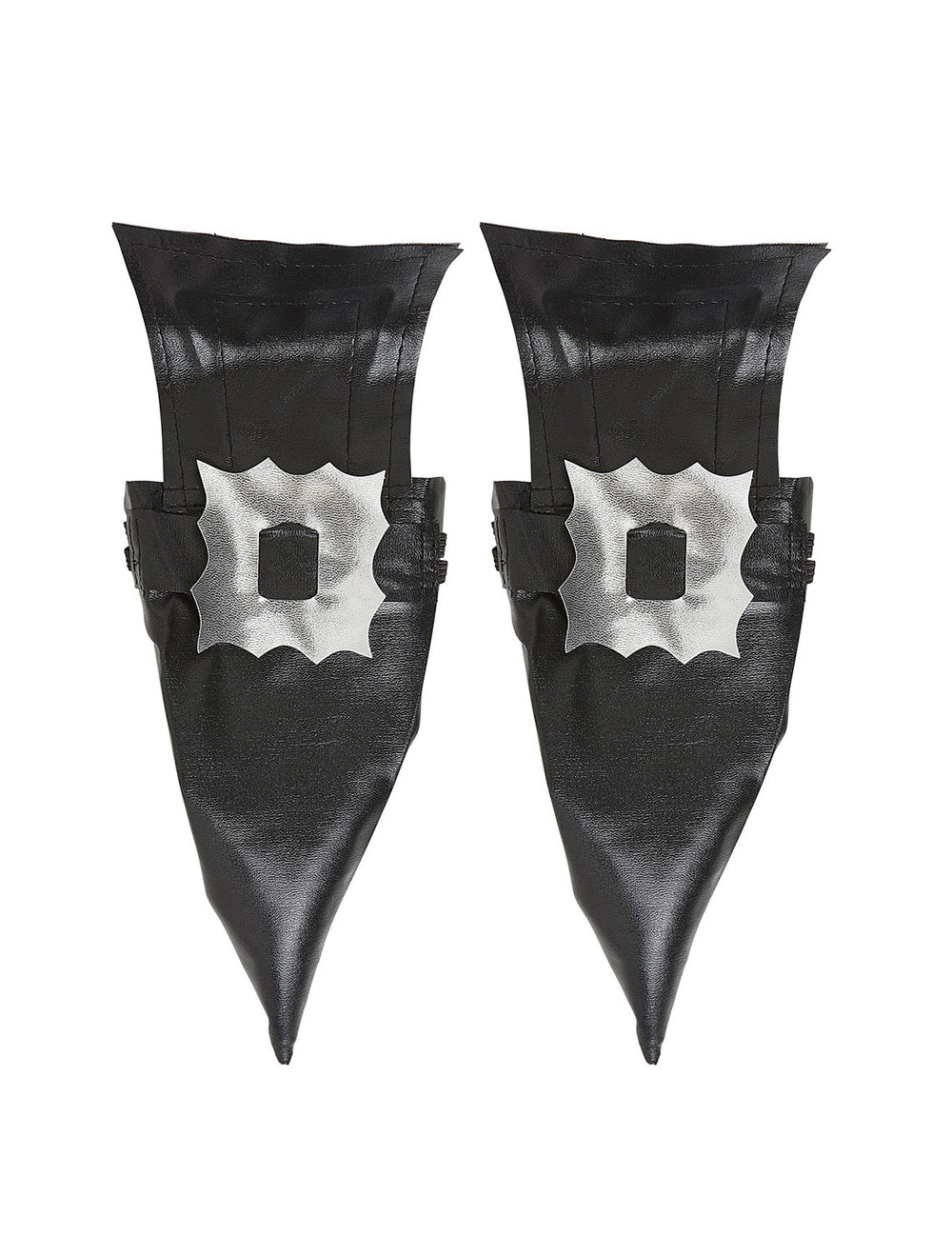 Hexen-Überziehschuhe Halloween für Erwachsene schwarz mit silbernen Schnallen