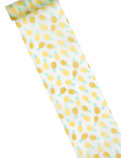 Chemin de table intissé ananas blanc et jaune