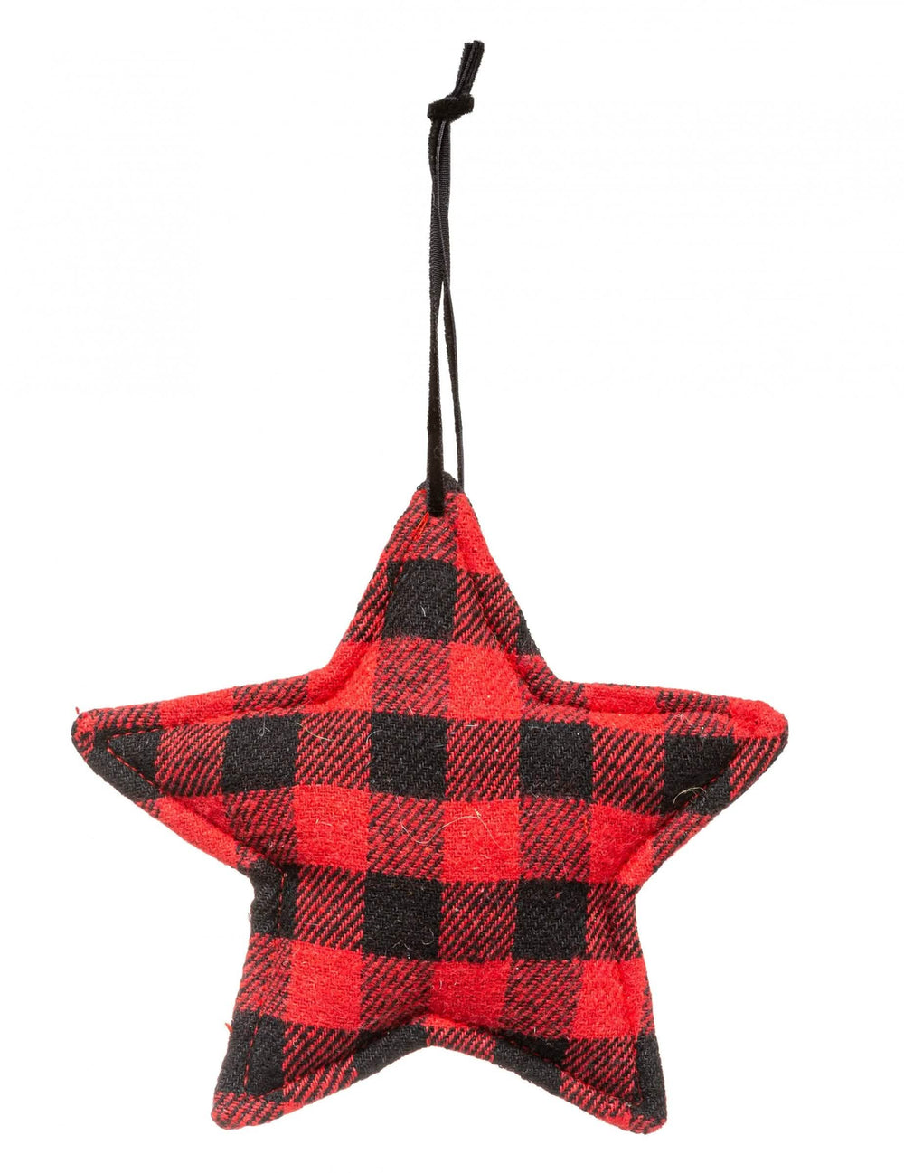 Aufhängung Stern Tartan für Dekoration Rot und Schwarz aus Baumwolle