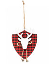 Suspension tête de renne tartan pour sapin rouge et noir