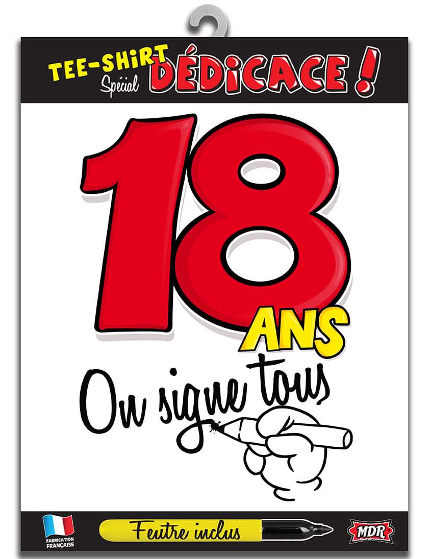 T-Shirts 18. Geburtstag für Erwachsene Weiß mit Rot Zahl und Filzstift enthalten