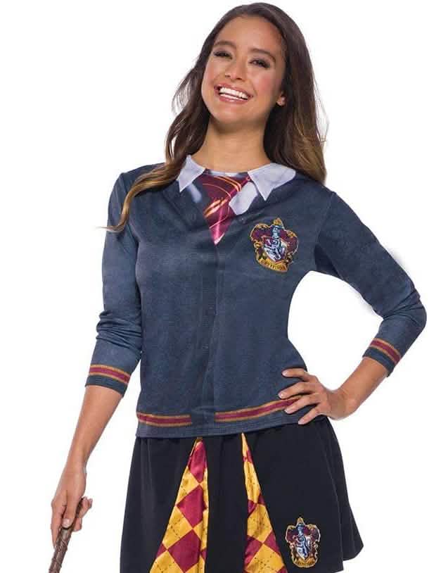 T-Shirts Gryffondor Harry Potter™ für Damen Farbe Grau mit Motiv Krawatte und Wappen