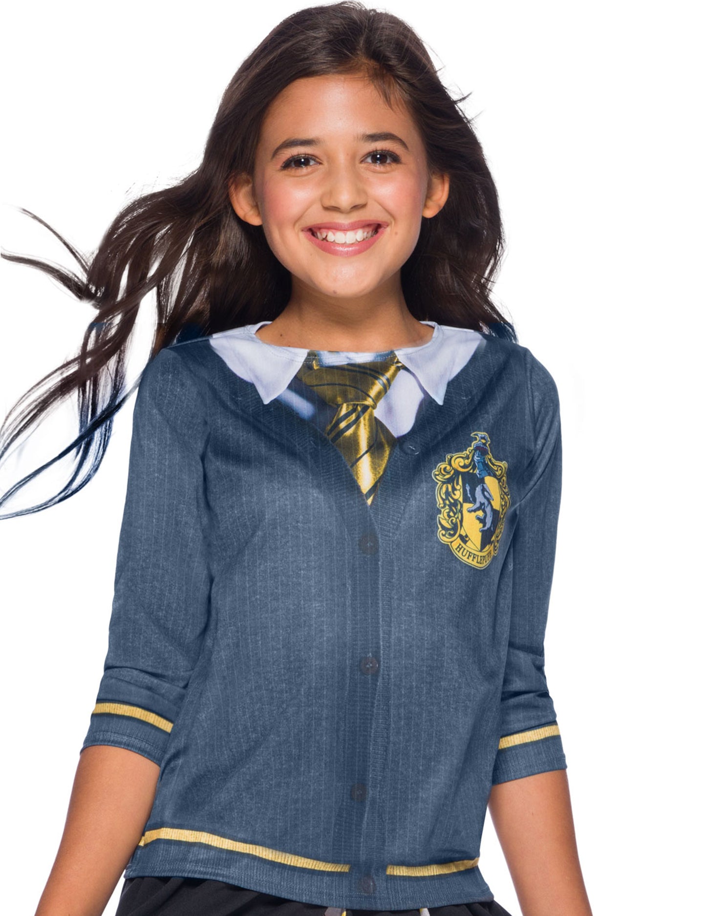 T-shirt imprimé Poufsouffle™ Harry Potter pour enfant gris avec cravate jaune