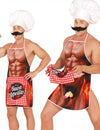 Tablier barbecue coquin pour adulte imprimé torse musclé avec sexe en relief escamotable