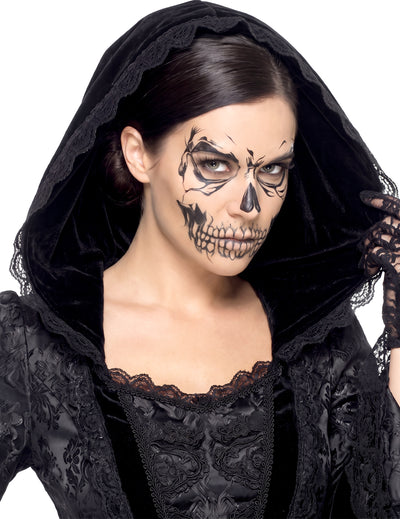 Skelett-Applikation Halloween-Tattoo schwarz