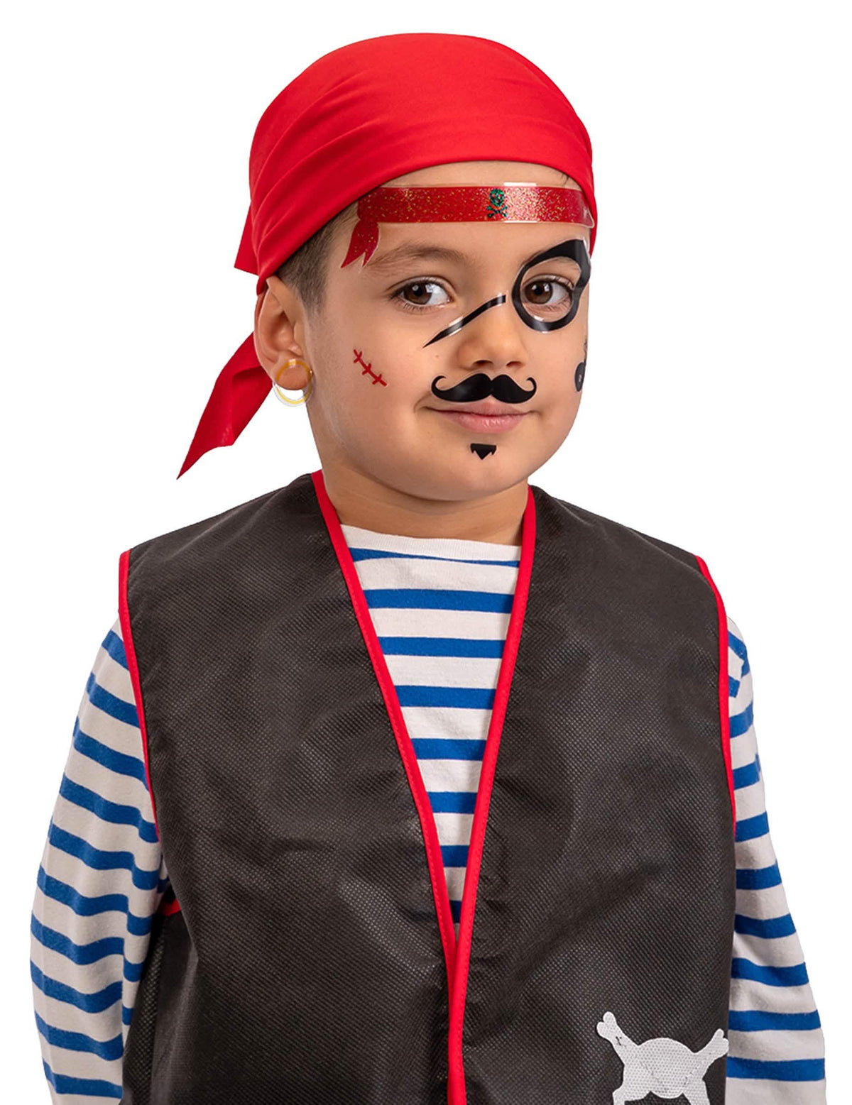 Tatouages adhésifs pirate pour enfant noirs et rouges
