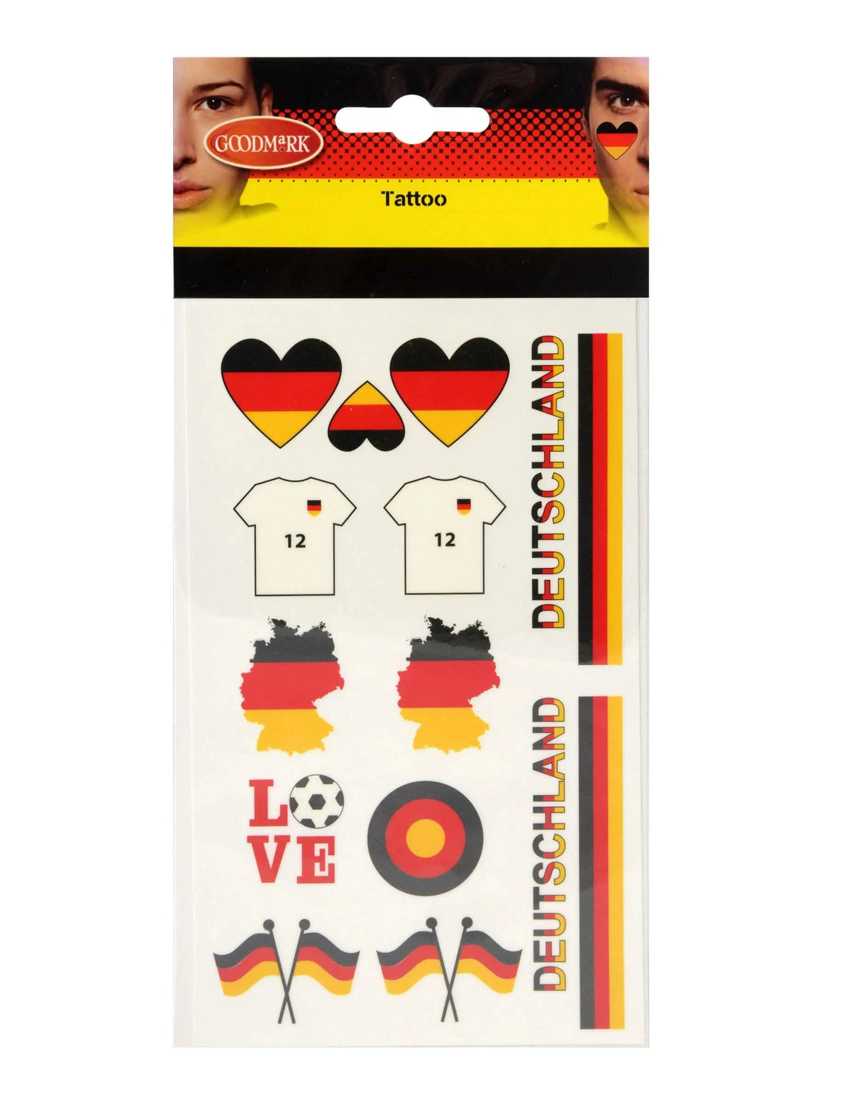 Deutschland Fan-Tattoos schwarz-rot-gelb