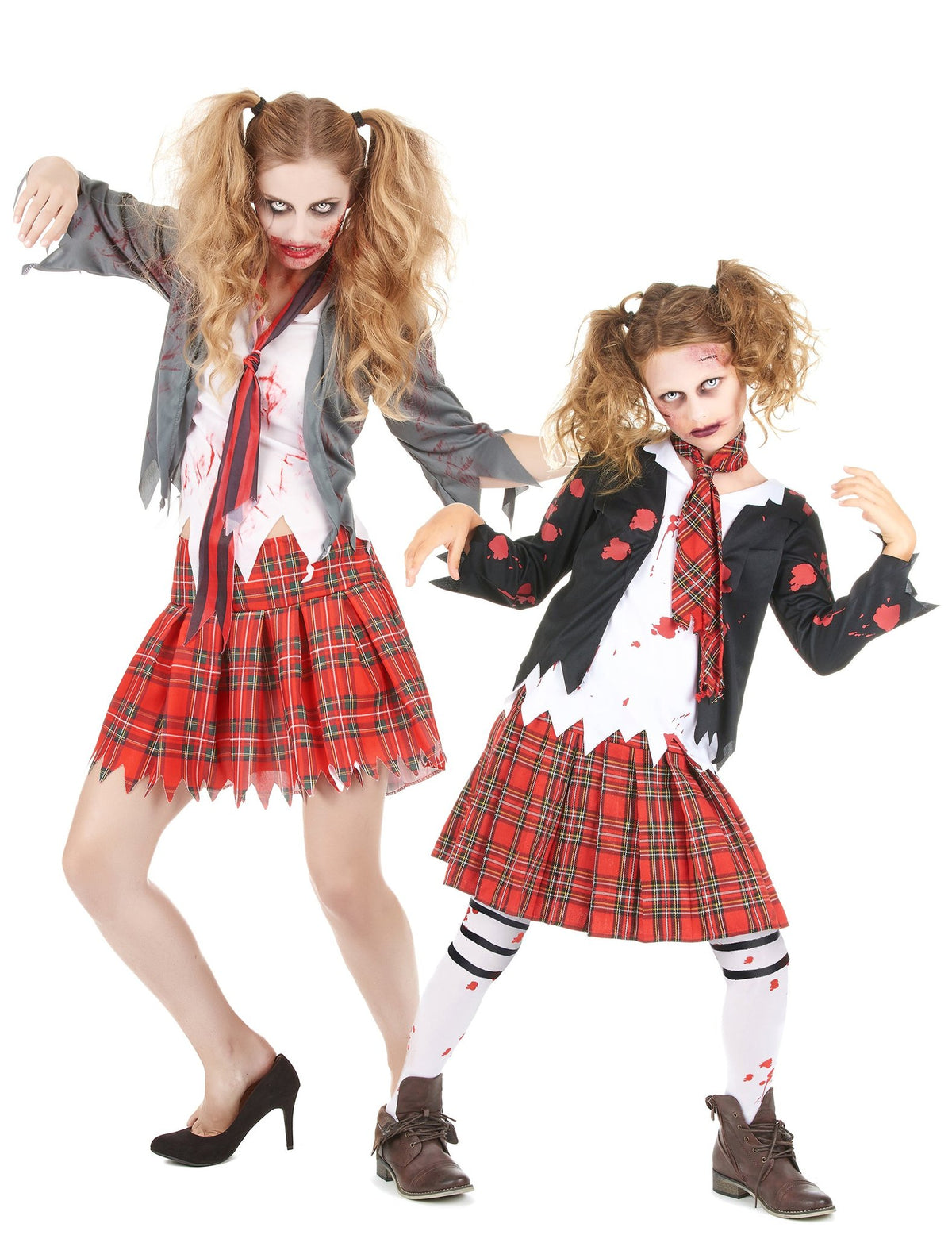 Zombie Schülerin Mutter- Tochter Paarkostüm für Halloween