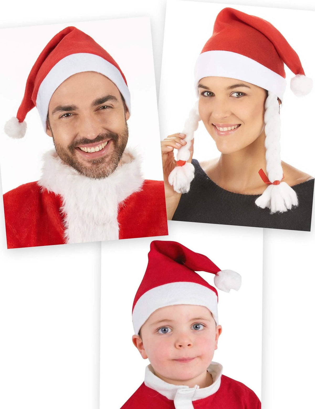 Weihnachtsmützen-Set für die Familie rot-weiß