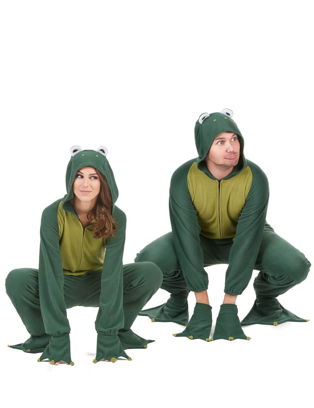 Frosch-Paarkostüm mit Kapuzen-Overall