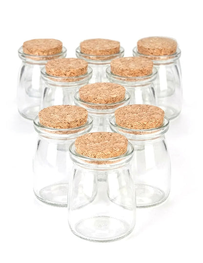 12 petits pots en verre avec bouchon en liège 7 cm