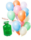 Heliumflaschen-Set mit 15 pastellfarbenen Luftballons
