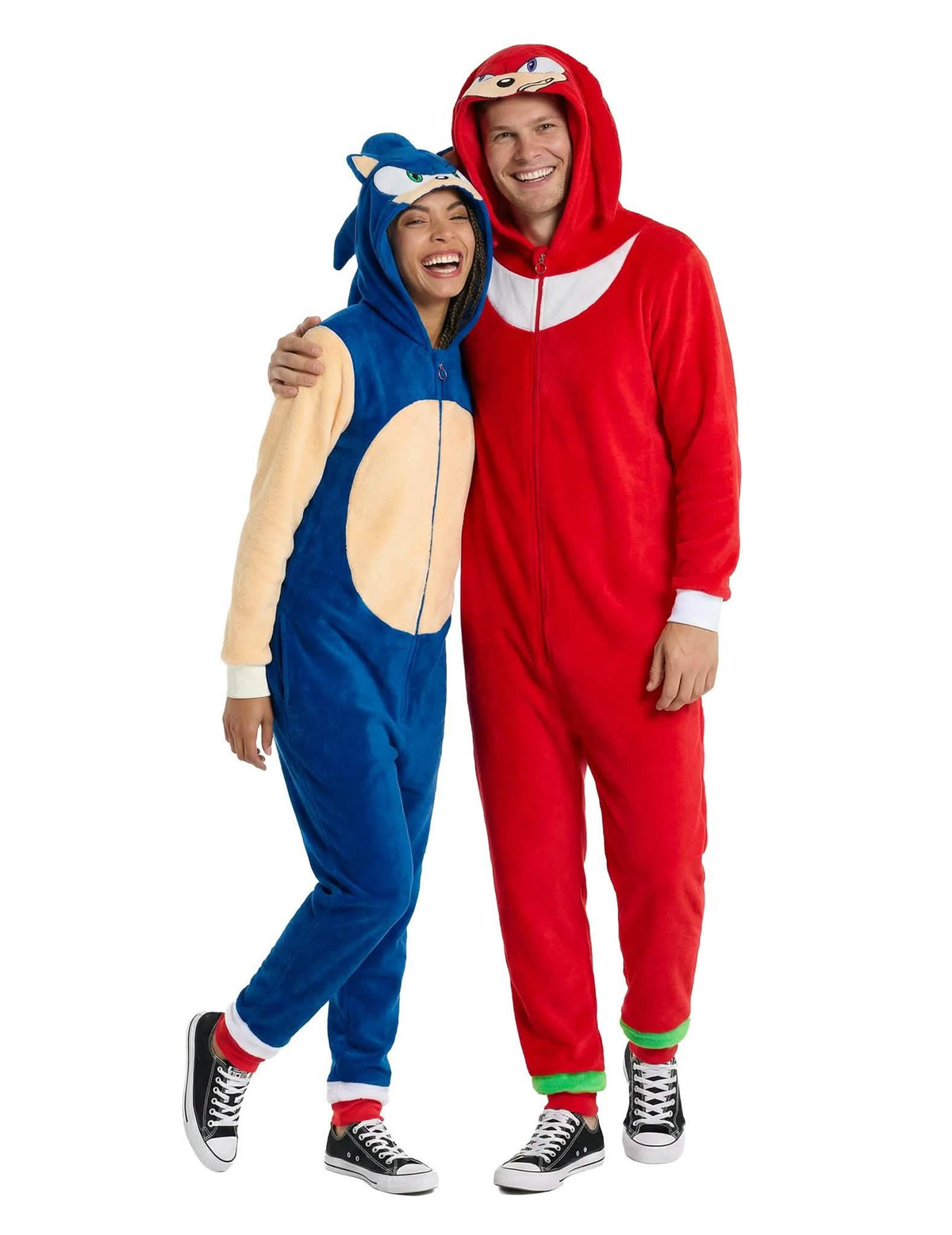 Sonic und Knuckles™ Paarkostüm Overalls für Erwachsene