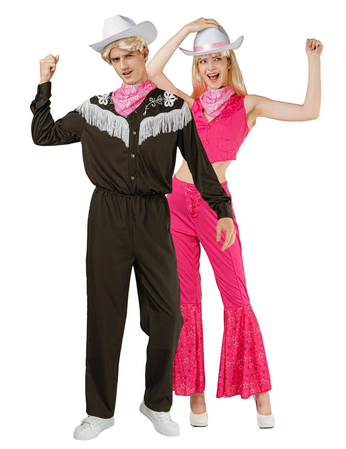 Cowboy und Cowgirl Puppenpaar schwarz pink