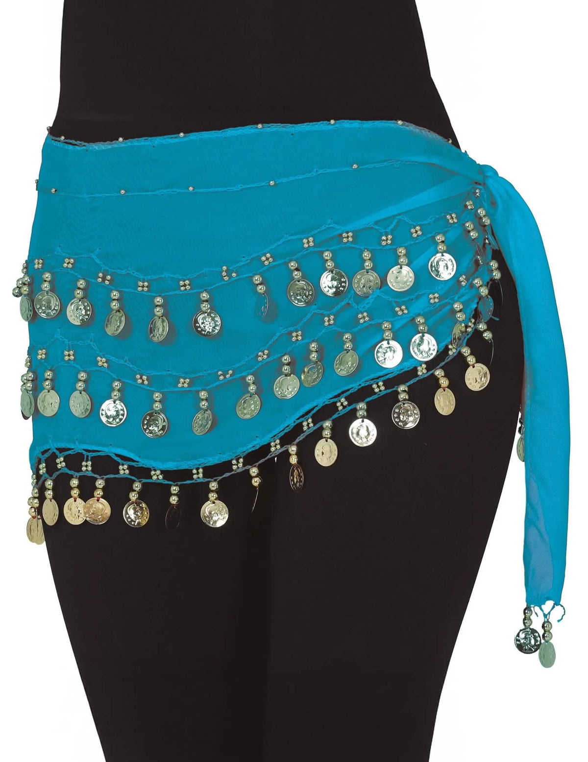 Komplettes orientalisches Tänzerinnenkostüm in Schwarz und Blau für Damen