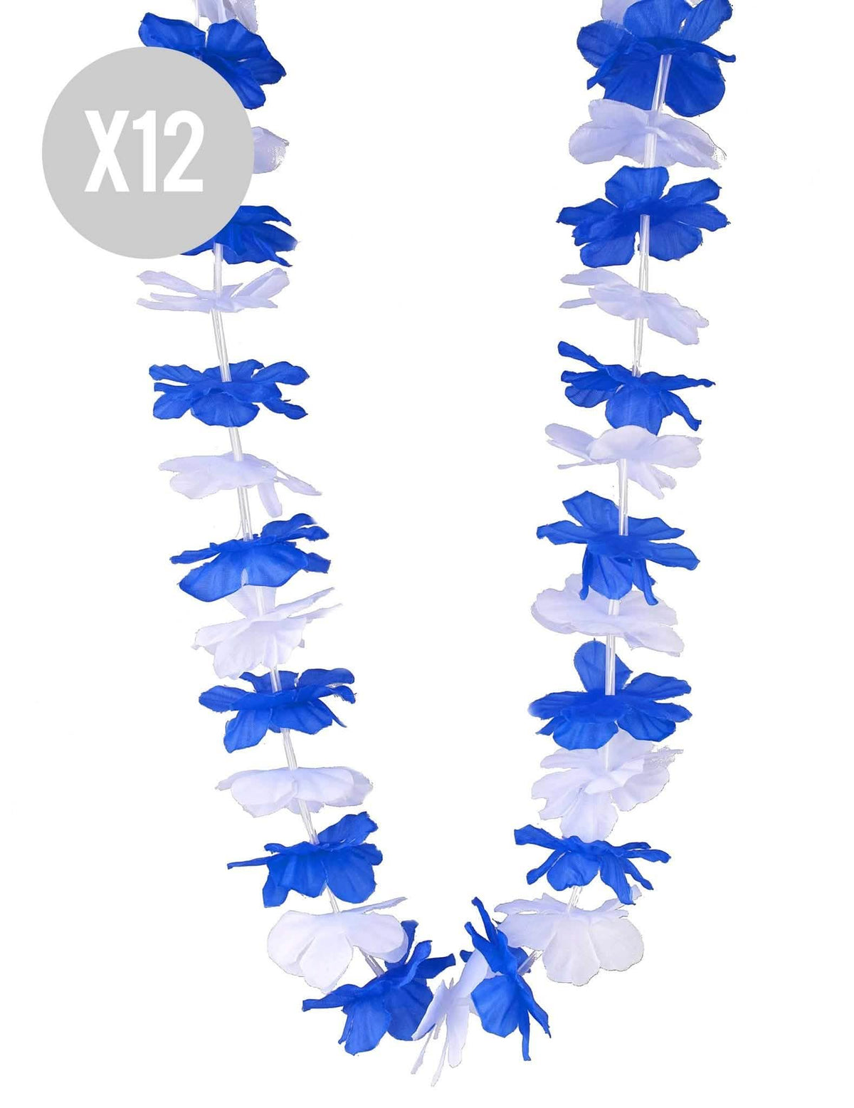12 Hawaii-Halsketten in Blau und Weiß