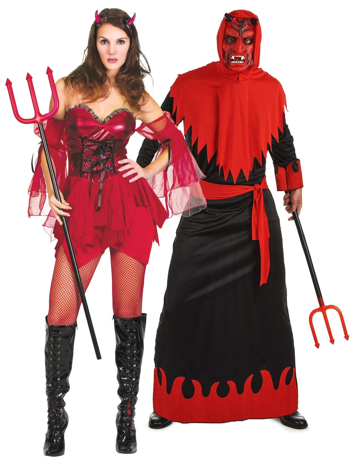 Verführerisches Teufels-Paarkostüm für Erwachsene Halloween schwarz-rot