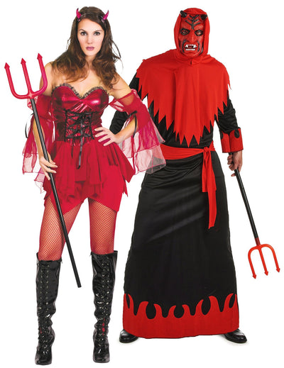 Verführerisches Teufels-Paarkostüm für Erwachsene Halloween schwarz-rot