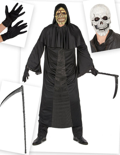 Sensenmann Halloween-Kostüm für Herren 5-teilig schwarz