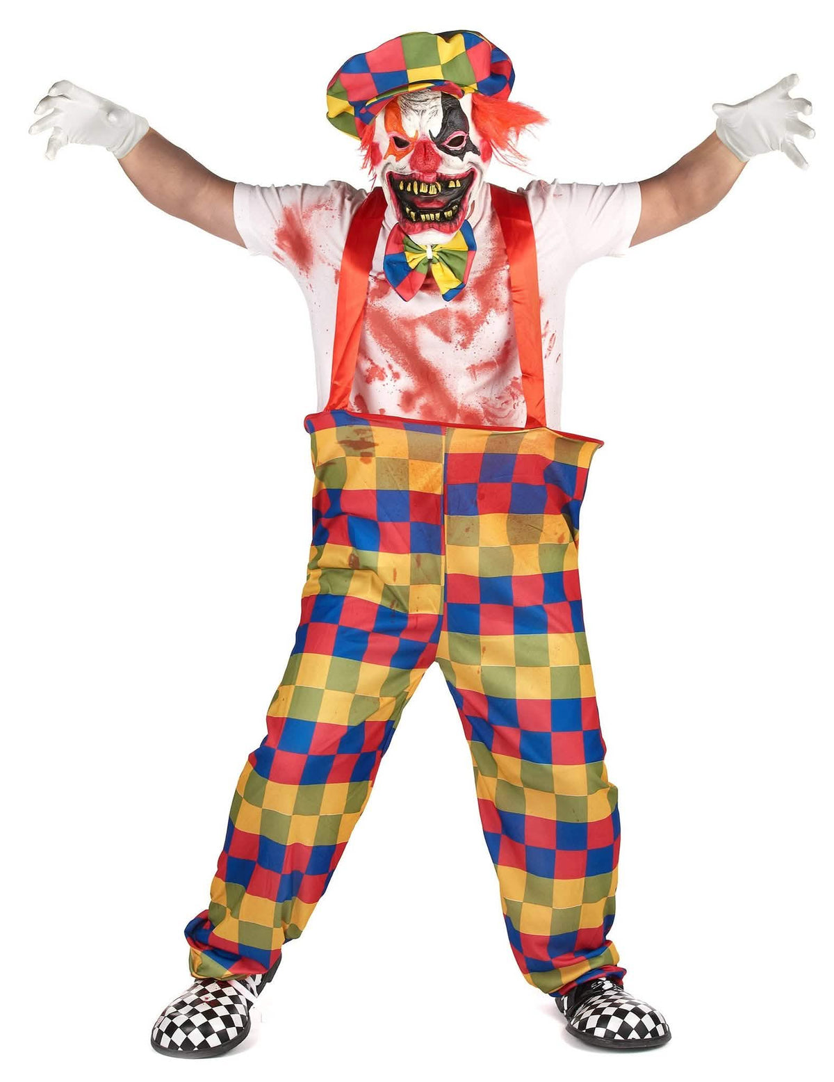 Psycho-Horrorclown Halloween-Set für Herren 7-teilig bunt