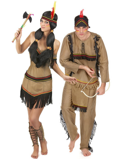 Indianer-Paarkostüm für Damen und Herren braun