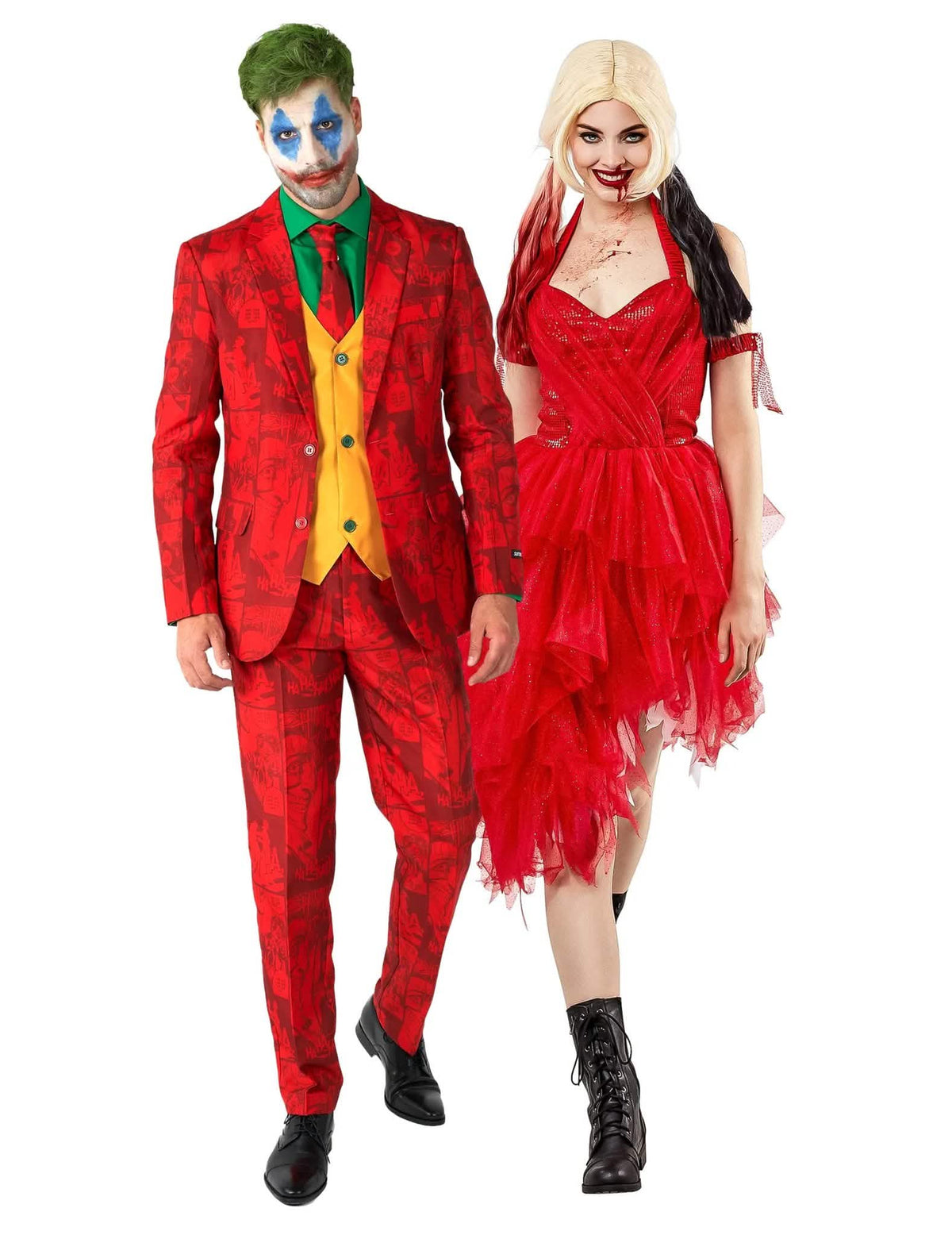 Joker™ und Harley Quinn™ Paarkostüm rot