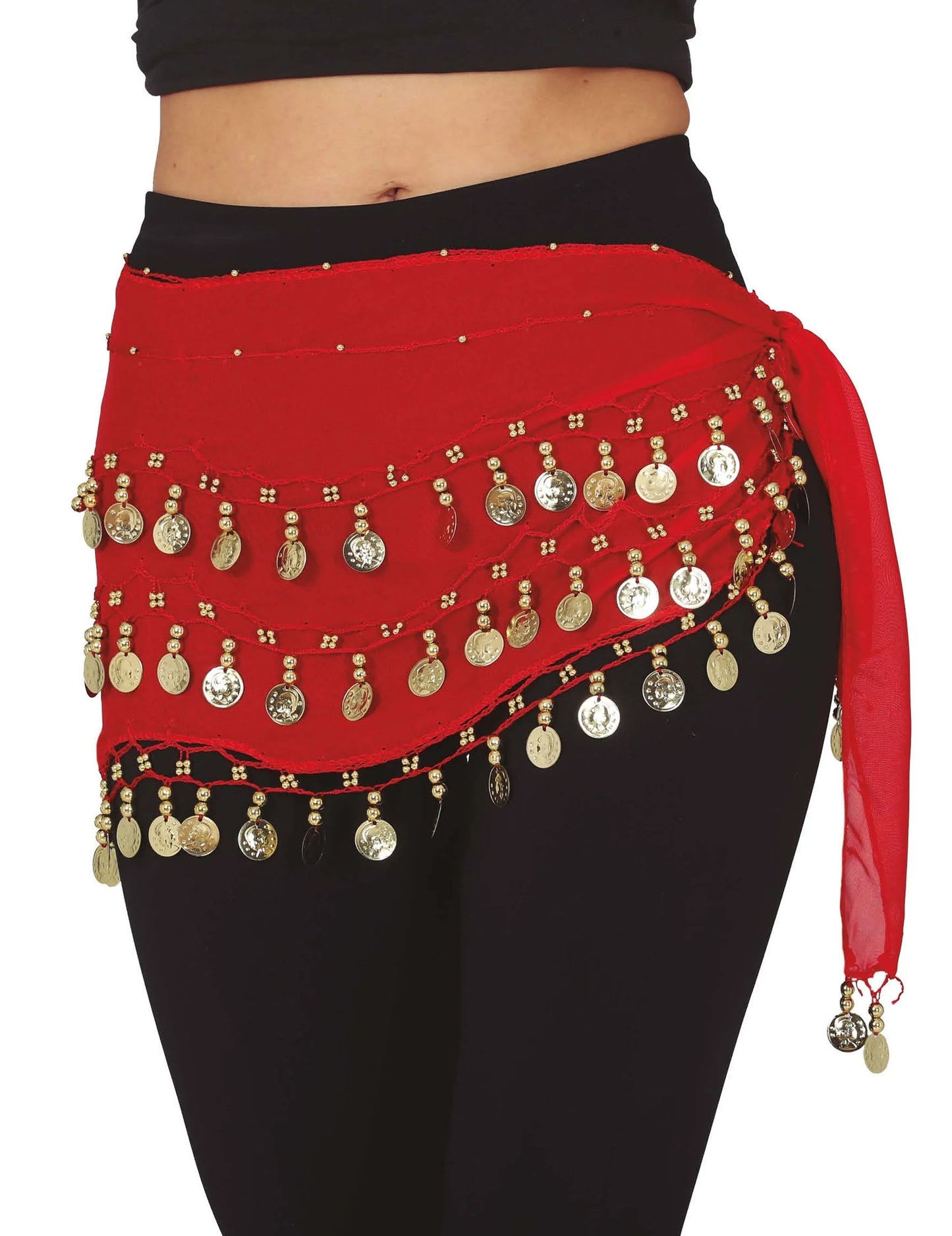 Komplettes orientalisches Tänzerinnenkostüm, schwarz und rot, für Damen