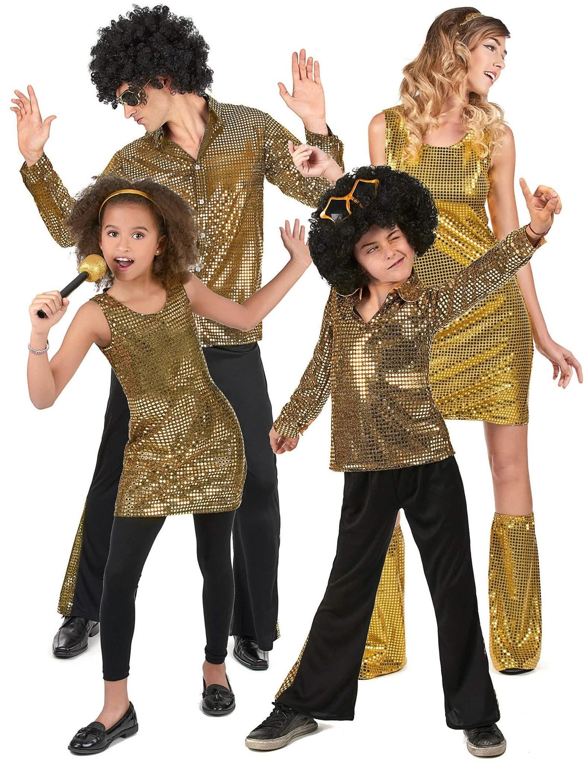 Disco Kostüm für die Familie gold