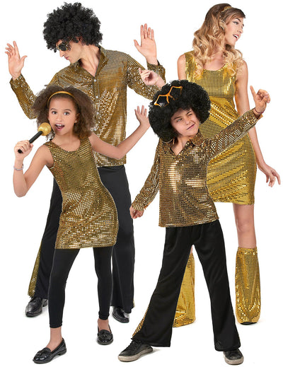 Disco Kostüm für die Familie gold