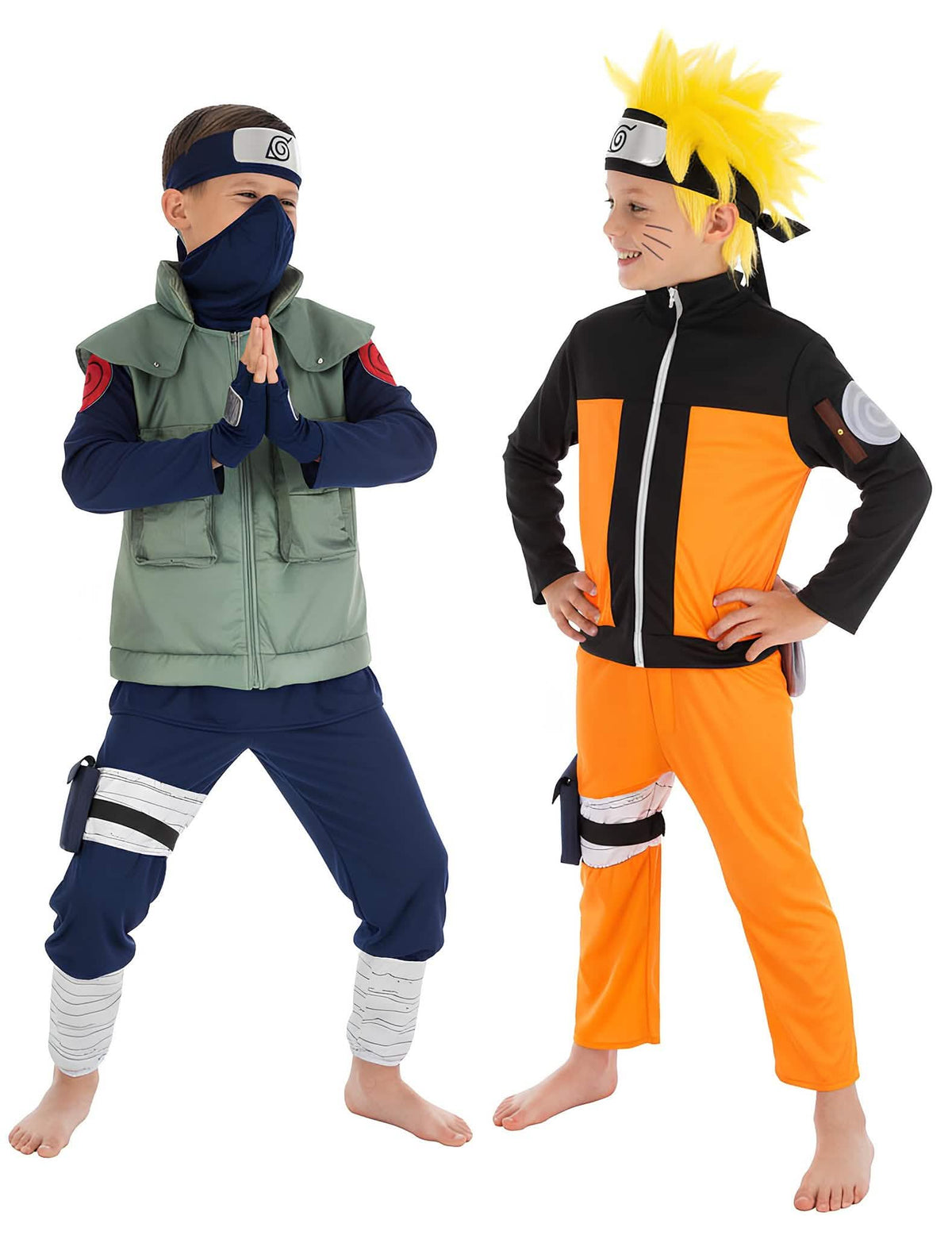 Vue de face du déguisement de couple Naruto™ et Kakashi™ pour enfants