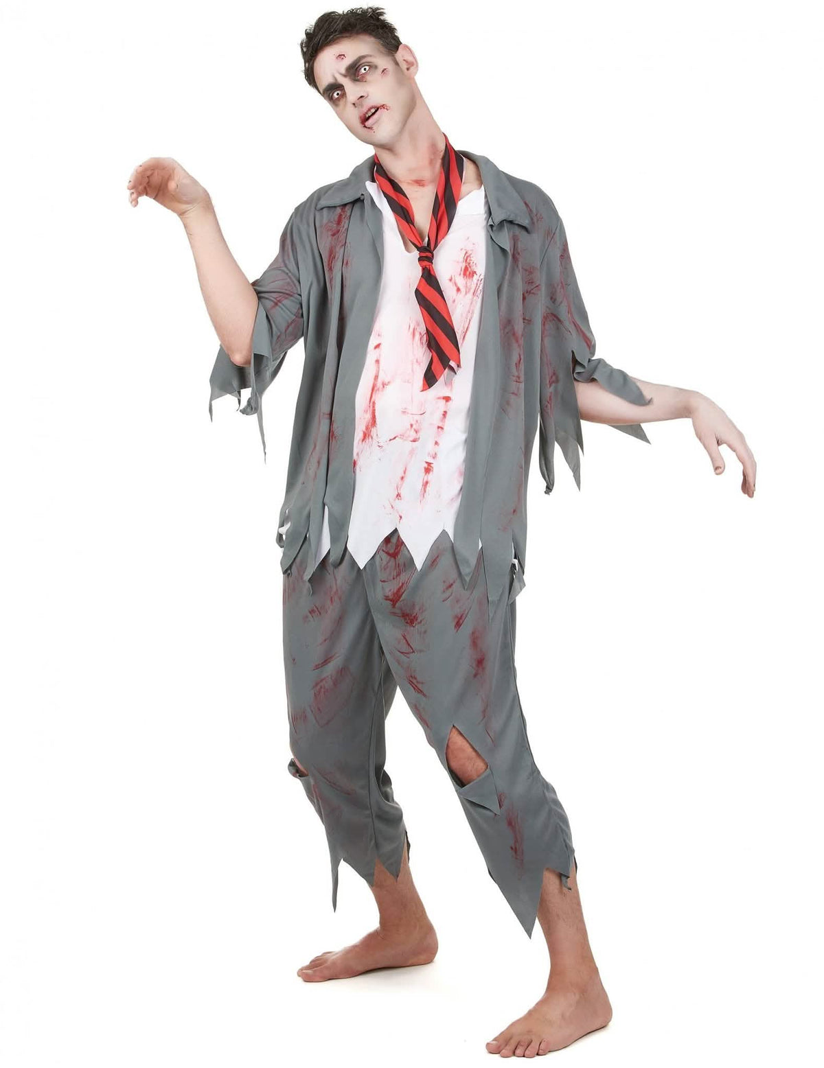 Zombie Kostüm-Set für Herren Kunstblut und Make-Up bunt