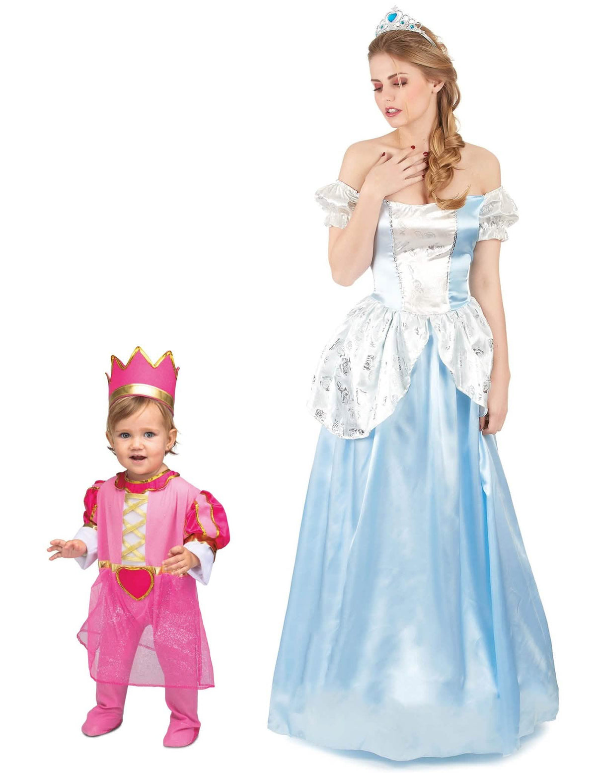 Prinzessinnen-Paarkostüm Mutter & Tochter Verkleidung blau-pink