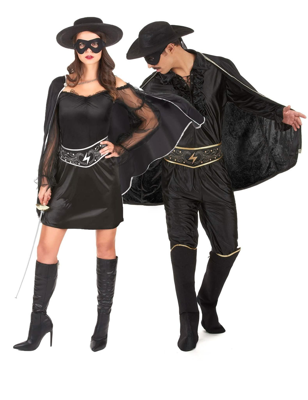 Zorro Paarkostüm für Erwachsene schwarz