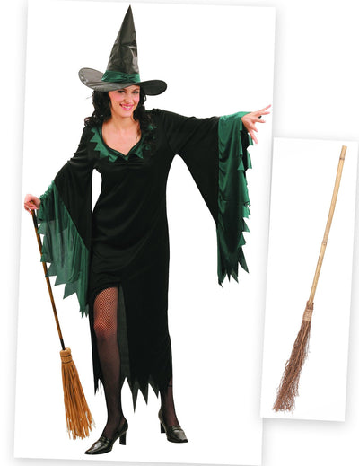 Kostümset Hexe für Damen mit Kleid, Hut und Besen