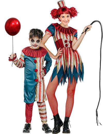 Farbenfrohes Horrorclown Paarkostüme