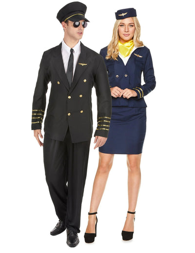 Paarkostüm Pilot mit Sexy Stewardess Erwachsene