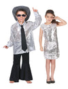Disco Paarkostüm für Kinder silber