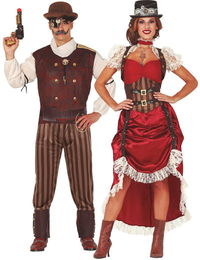 Steampunk-Partnerkostüm für Damen & Herren Faschings-Kostüm bunt