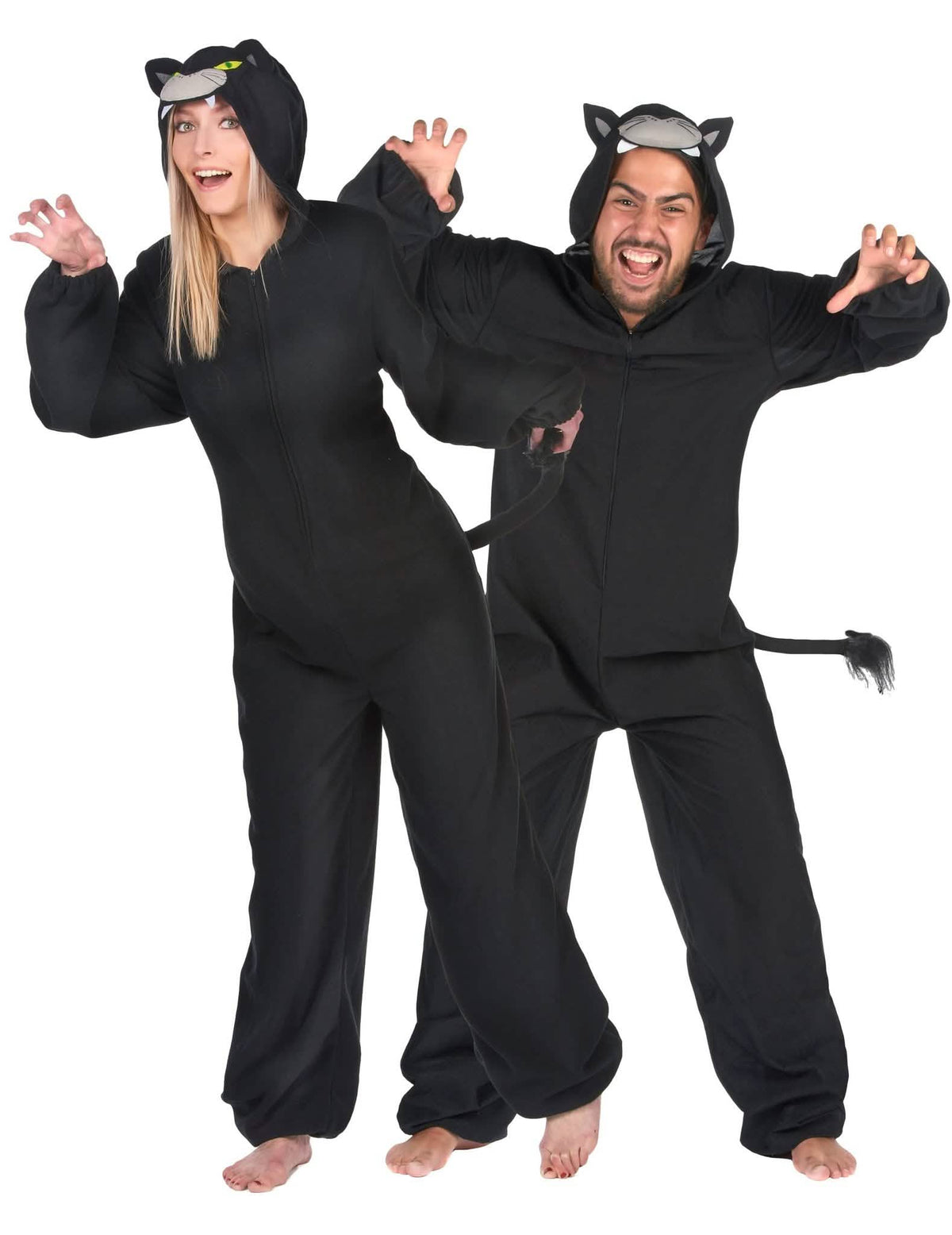 Panther-Paarkostüm Raubkatzen für Fasching schwarz-grau