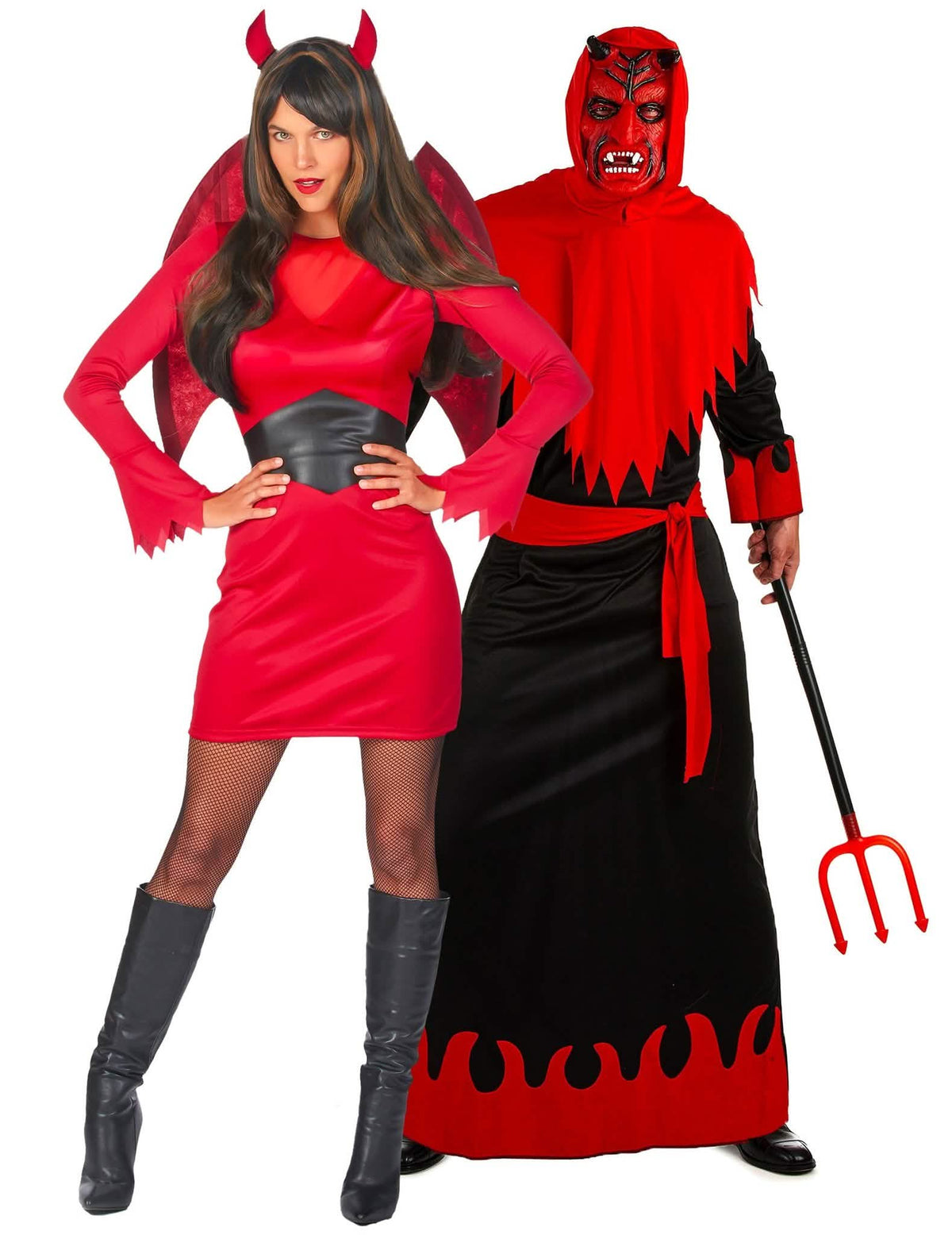 Verfluchtes Teufel-Paarkostüm für Erwachsene Halloween schwarz-rot