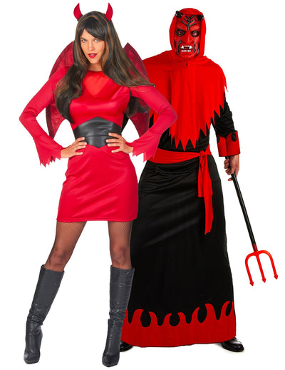 Verfluchtes Teufel-Paarkostüm für Erwachsene Halloween schwarz-rot