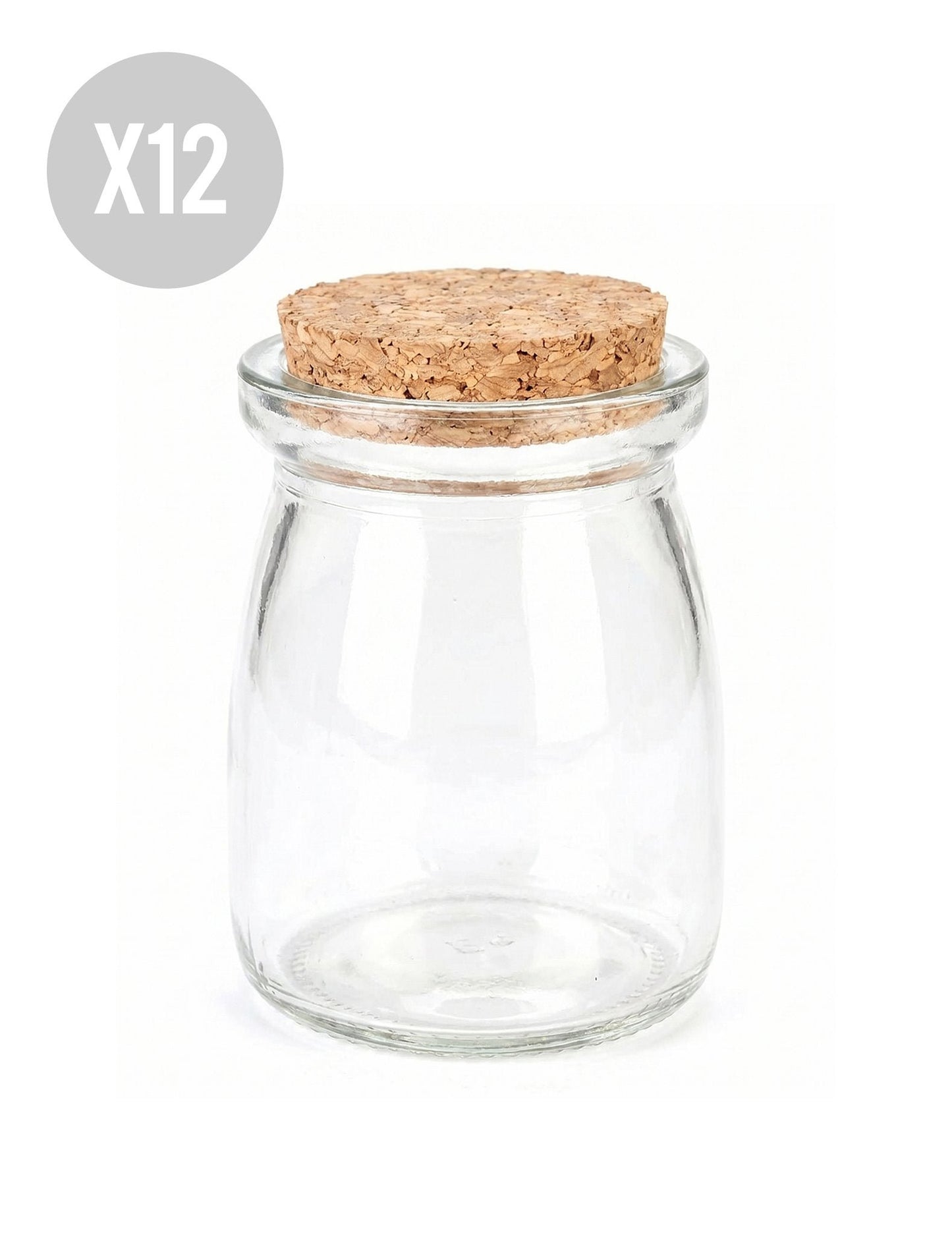 12 petits pots en verre avec bouchon en liège 7 cm