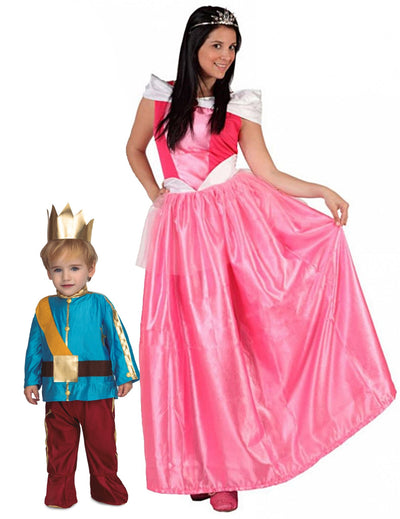 Märchen-Paarkostüm für Mutter und Kind Prinz und Prinzessin bunt
