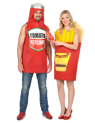 Erwachsenen-Kostüm für ein Paar: Pommes und Ketchup