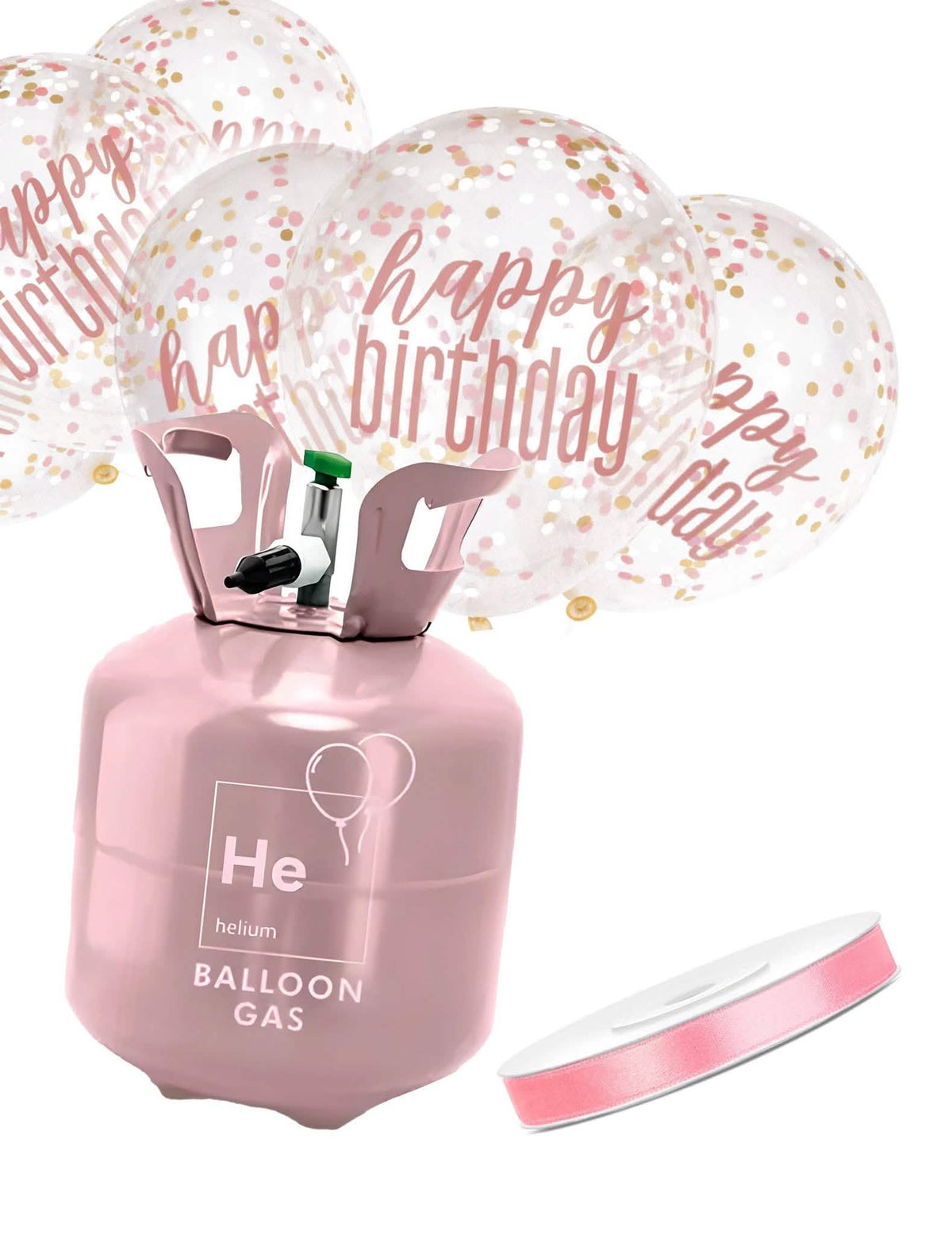 Heliumflaschen-Set mit 6 Konfettiballons