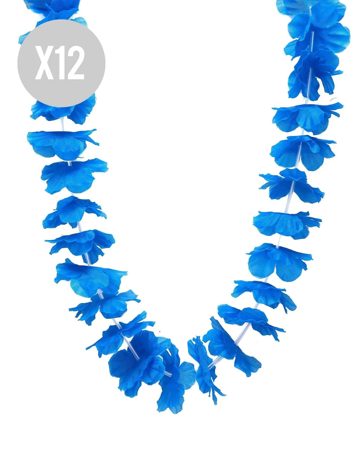12er Set Hawaii-Ketten - Leuchtblau